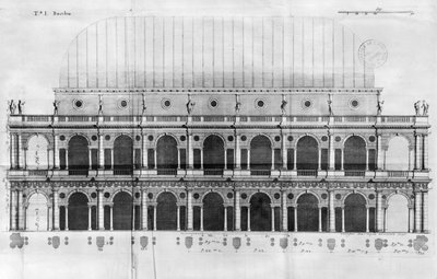 Bazylika Palladiana w Vicenzy, zaprojektowana przez Andreę Palladio (1508-80) (e, grawerowanie) autorstwa Italian School