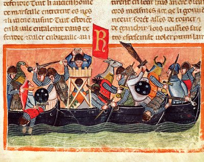 Bitwa między Rzymianami i Galami, z Le Vite di Dodici Cesari autorstwa Gajusza Swetoniusza Tranquillus (ok. 75-150) autorstwa Italian School