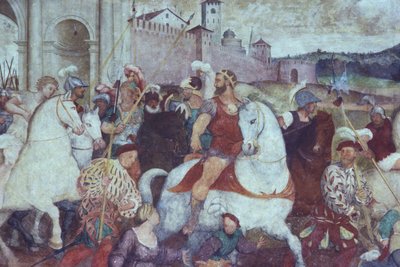 Scena bitwy poza murami miasta, ok. 1460 (fresk) autorstwa Italian School