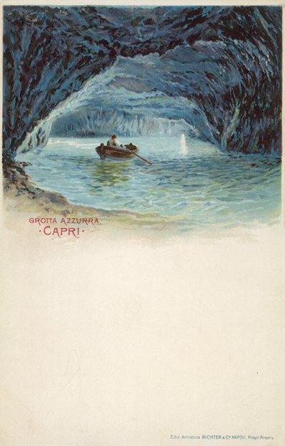 Błękitna Grota, Capri (kolorowa litografia) autorstwa Italian School