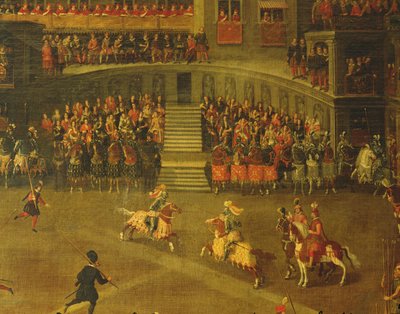 Karuzela na dziedzińcu Palais du Belvedere (olej na płótnie) autorstwa Italian School