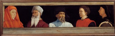 Cassone z 5 portretami Mistrza florenckiego renesansu (od lewej do prawej Giotto di Bondone, Paolo Uccello, Niccolo Donatello, Antonio Manetti, Filippo Brunelleschi). Szkoła włoska XVI wieku. Napis poniżej to chyba succ autorstwa Italian School