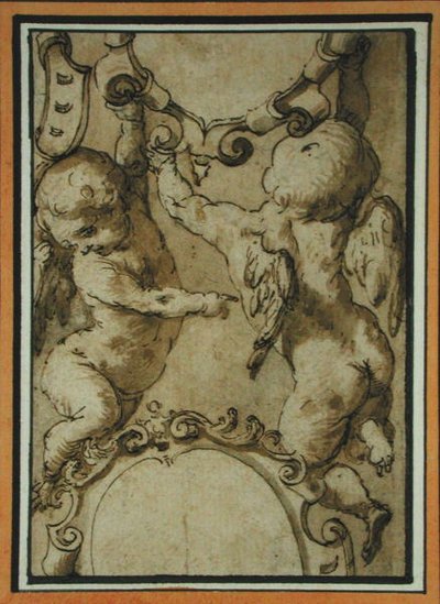 Aniołki, początek XVII w. (pióro i atrament i umyć na papierze) autorstwa Italian School