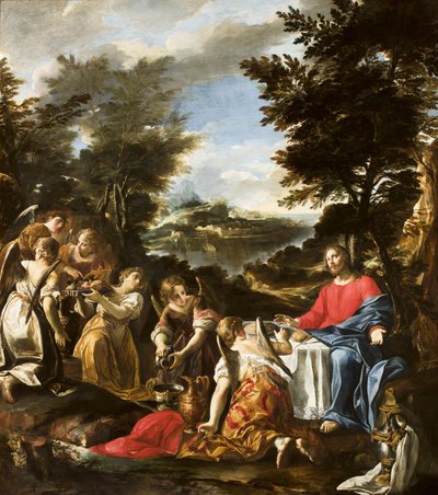 Chrystus służony przez anioły, ok. 1650-1700 autorstwa Italian School