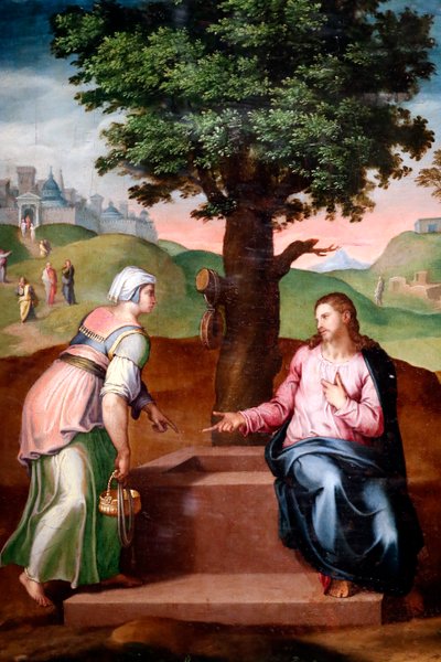 Chrystus i Samarytanka przy studni. Druga połowa XVI wieku. Anonimowy. Genua. Włochy. autorstwa Italian School