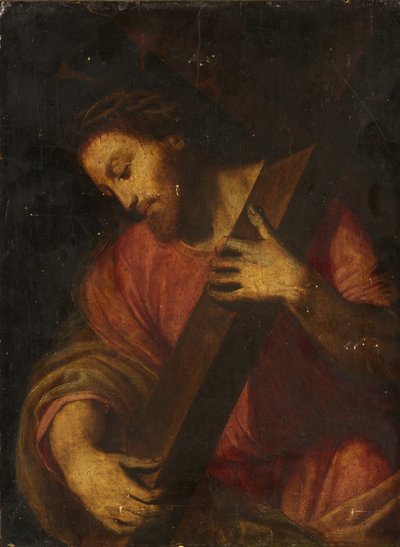 Chrystus niosący krzyż (olej na desce) autorstwa Italian School