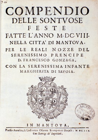 Kroniki opisujące uroczystości zorganizowane w Mantui przez księcia Gonzagi (1608) autorstwa Italian School