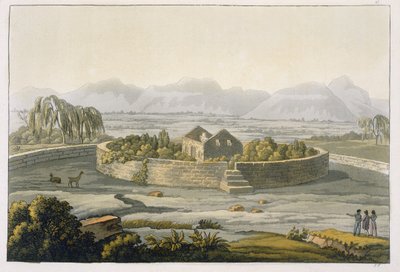 Okrągła forteca Cannar, Peru, z Le Costume Ancien et Moderne, tom II, płyta 1, Jules Ferrario, wydana ok. 1820-30 autorstwa Italian School