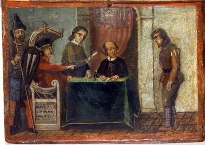 Skazanie obywatela w obecności sędziego i przedstawicieli miasta 1273. Archiwum Państwowe, Siena. autorstwa Italian School