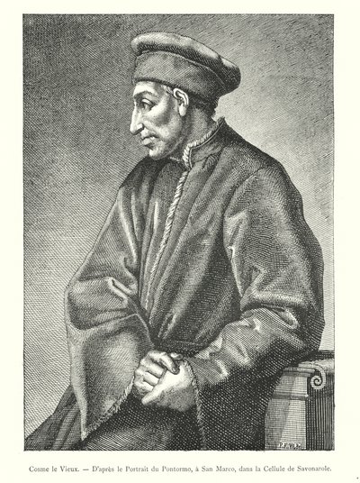 Cosmo the Elder, według portretu Pontormo, w San Marco, w celi Savonarola (rycina) autorstwa Italian School