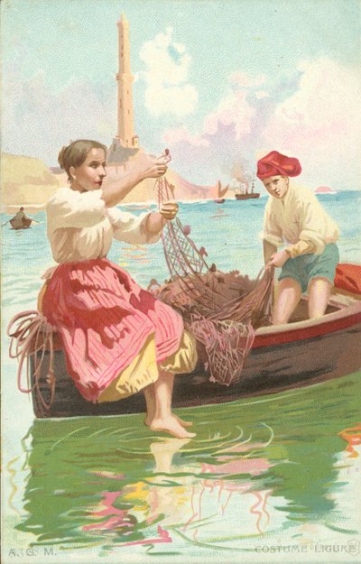 Costume Ligure (chromolitho) autorstwa Italian School