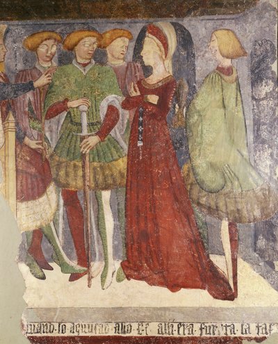 Scena dworska, fragment fresku autorstwa Italian School
