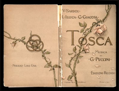 Okładka, Libretto della Tosca Giacomo Pucciniego, wydanie Ricordi, Włochy autorstwa Italian School