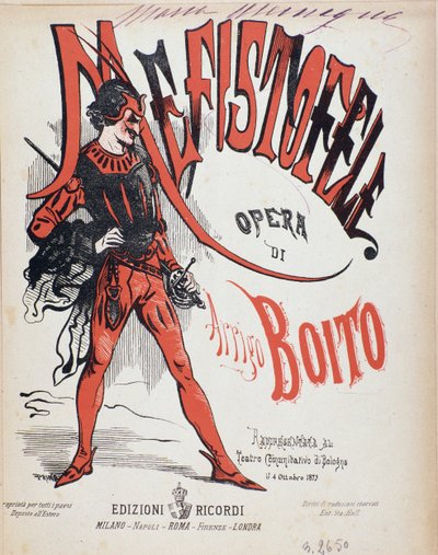 Okładka partytury opery Mefistofele Arrigo (Enrico) Boito autorstwa Italian School