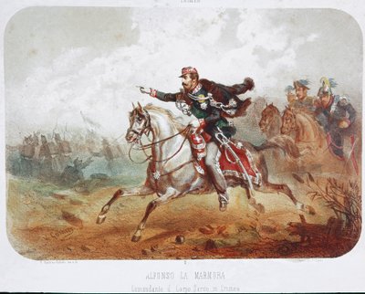 Wojna krymska: zarzut komandora Alfonso Ferrero La Marmora (1804-1878). Wydrukować. XIX-wieczna kolekcja prywatna autorstwa Italian School