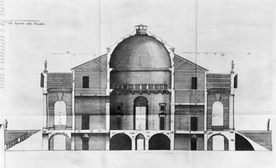 Przekrój Willi Rotonda k. Vicenzy, projekt Andrea Palladio (1508-80) autorstwa Italian School