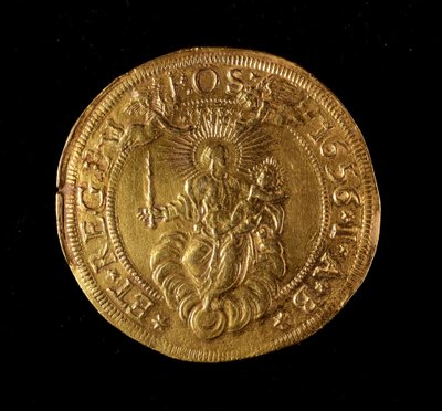 Waluta Republiki Genów: 12,5 złota podwójna moneta. Średnica 61 mm. 1656. Powrót. Muzeum Genów Strada Nuova (inw. 6453) autorstwa Italian School