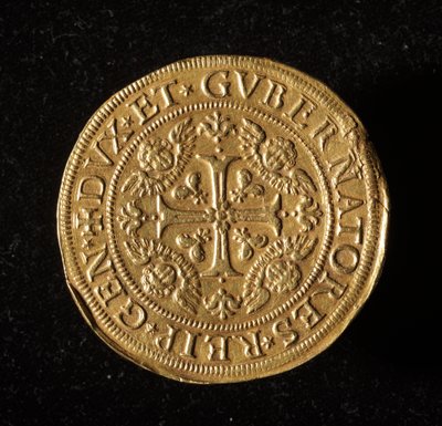 Waluta Republiki Genów: 12,5 złota podwójna moneta. Średnica 61 mm. 1656. Przód. Muzeum Genów Strada Nuova (inw. 6453) autorstwa Italian School