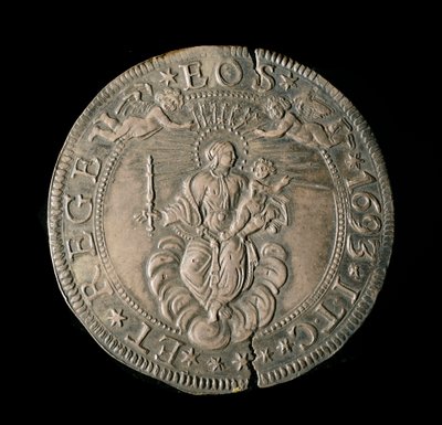 Waluta Republiki Genów: szeroka ECU w srebrze. Śr. 61 mm. 1693. powrót. Genes Musei di Strada Nuova (inw., M7097) autorstwa Italian School
