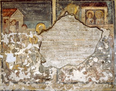 Uszkodzony fresk z Santa Maria Antiqua w Rzymie autorstwa Italian School