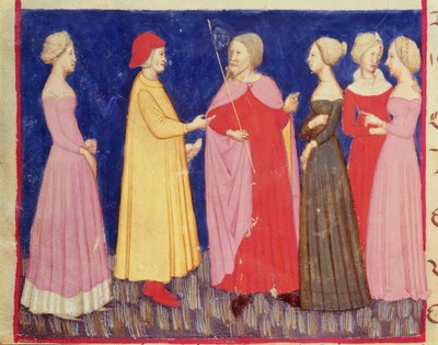 Dante i Beatrice w raju, z Boskiej komedii Dantego Alighieri (1265-1321) autorstwa Italian School