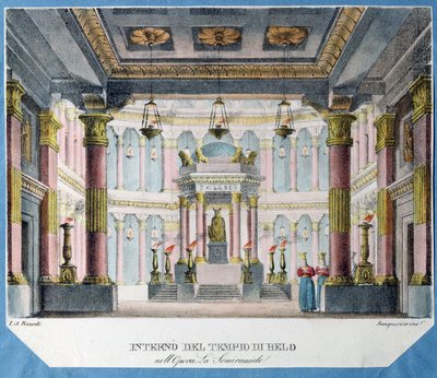 Dekoracja do opery La Semiramide Christopha Glucka (1714-1787) (projekt scenografii do opery La Semiramide Ch. Glucka). Litografia w kolorach, anonimowa, ok. 1790 r. Sztuka włoska, wystrój teatralny. Państwowe Muzeum Sztuki Teatralnej i Muzycznej w Petersb autorstwa Italian School