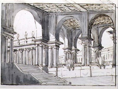 Projekt dla neoklasycznej scenografii autorstwa Italian School