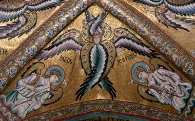 Fragment anioła ze sklepienia absydy (mozaika) autorstwa Italian School