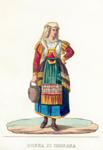 Donna Di Cerbara (kolorowy grawerunek) autorstwa Italian School