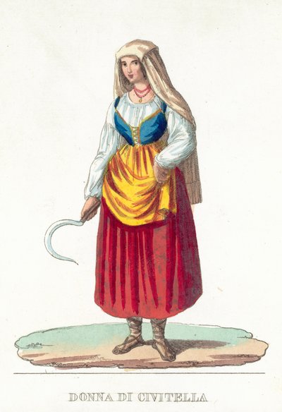 Donna Di Civitella (kolorowy grawerunek) autorstwa Italian School