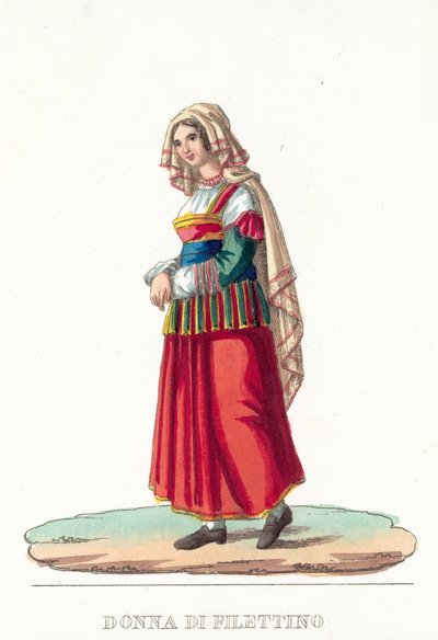 Donna Di Filettino (kolorowy grawerunek) autorstwa Italian School