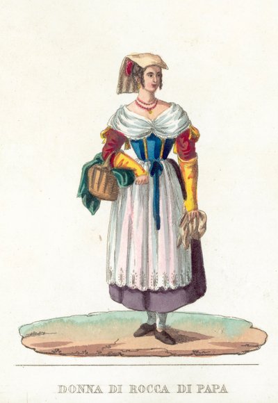 Donna Di Rocca Di Papa (kolorowy grawerunek) autorstwa Italian School