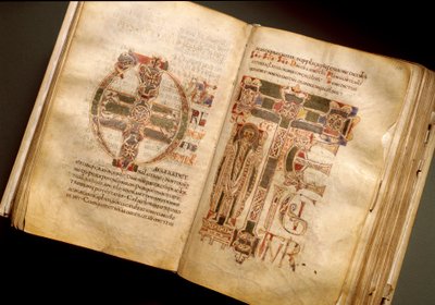 Podwójna strona rękopisu liturgicznego z XI wieku. (Ms.B 8, folii 170v. 171r.) Z Sant