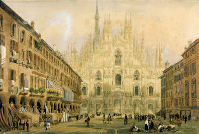 Plac Duomo i katedra w Mediolanie. 1811. autorstwa Italian School