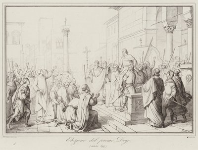 Wybór pierwszego doża, 697 (rycina) autorstwa Italian School