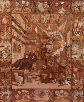 Haftowany obraz św. Franciszka w ekstazie, po malowaniu Paolo Piazza, 1599-1622 (materiał) autorstwa Italian School