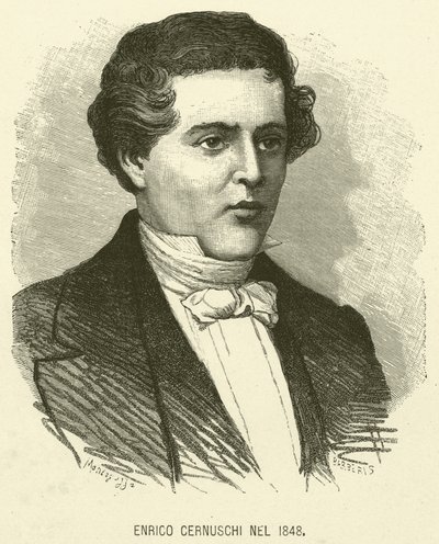 Enrico Cernuschi w 1848 r. (grafika) autorstwa Italian School