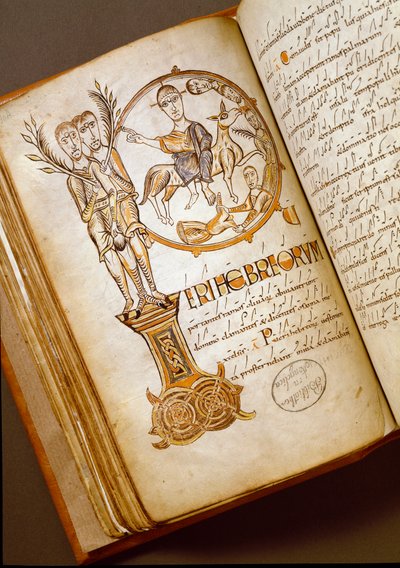 Wejście w Jerozolimie Rękopis ze szkoły bolońskiej. (MS.123-Foglio 54 v) Rzym z XI wieku, Biblioteca Angelica autorstwa Italian School