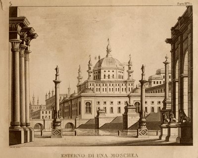 Meczet na zewnątrz, scenografia do „Ricciardo i Zoraide” Gioachino Rossiniego (lito) autorstwa Italian School