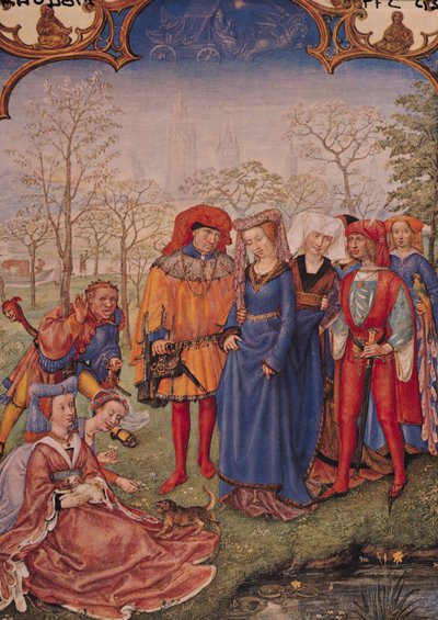 F.4v Miesiąc kwiecień: Procesja ślubna, z Brevarium Grimani autorstwa Italian School