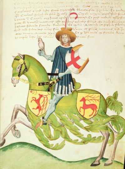 Falconer, z „Codex Capodilista” (welum) autorstwa Italian School