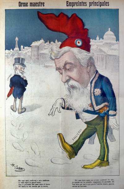 Fallière idzie śladami Loubeta z filmu "La Rana", ok. 1910 (grafika) autorstwa Italian School
