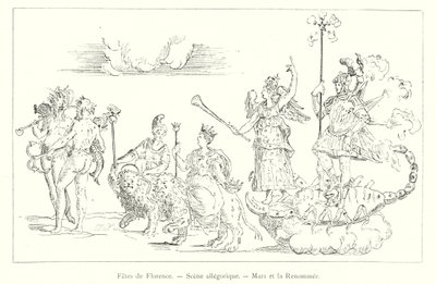 Święta Florencji, Scena Alegoryczna, Mars i Sława (rycina) autorstwa Italian School