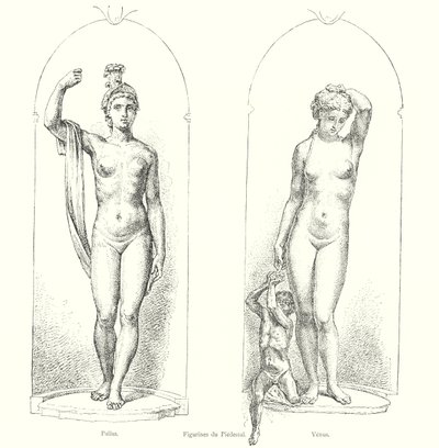 Figurki du Piedestal, Pallas, Wenus (grawerowanie) autorstwa Italian School