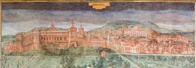 Fiorano modenese, zamek Spezzano, sala widokowa: Widok na Sassuolo autorstwa Italian School