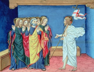 Fol.132va Zmartwychwstały Chrystus pokazuje uczniom ręce i ranę w boku (welum) autorstwa Italian School