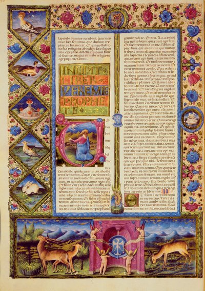 Fol.25v Otwarcie Księgi Jeremiasza, z Biblii Borso d