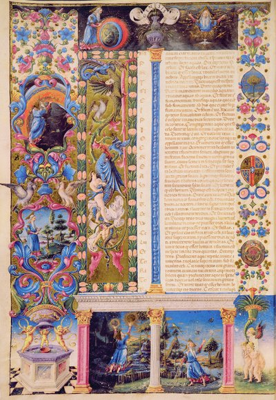 Fol.5v Genesis. Stworzenie Wszechświata z Biblii Borso d