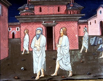 Fol.78v Jezus mówi paralitycznemu „Uwierz, a wszystkie twoje grzechy będą wybaczone” (welum) autorstwa Italian School