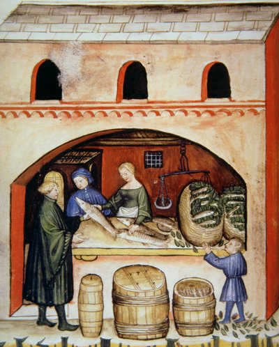 Fol.82v Solona ryba, ilustracja z Tacuinum Santiatis Codex Vindobonensis autorstwa Italian School